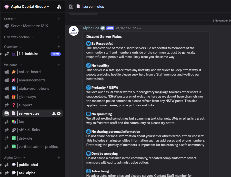 Alpha Capital Group - Discord Server Setup